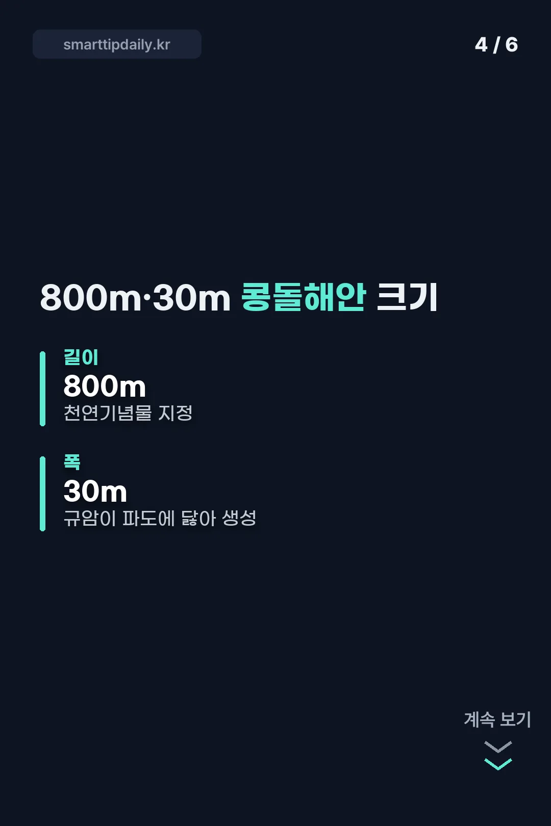 콩돌해안 크기 숫자