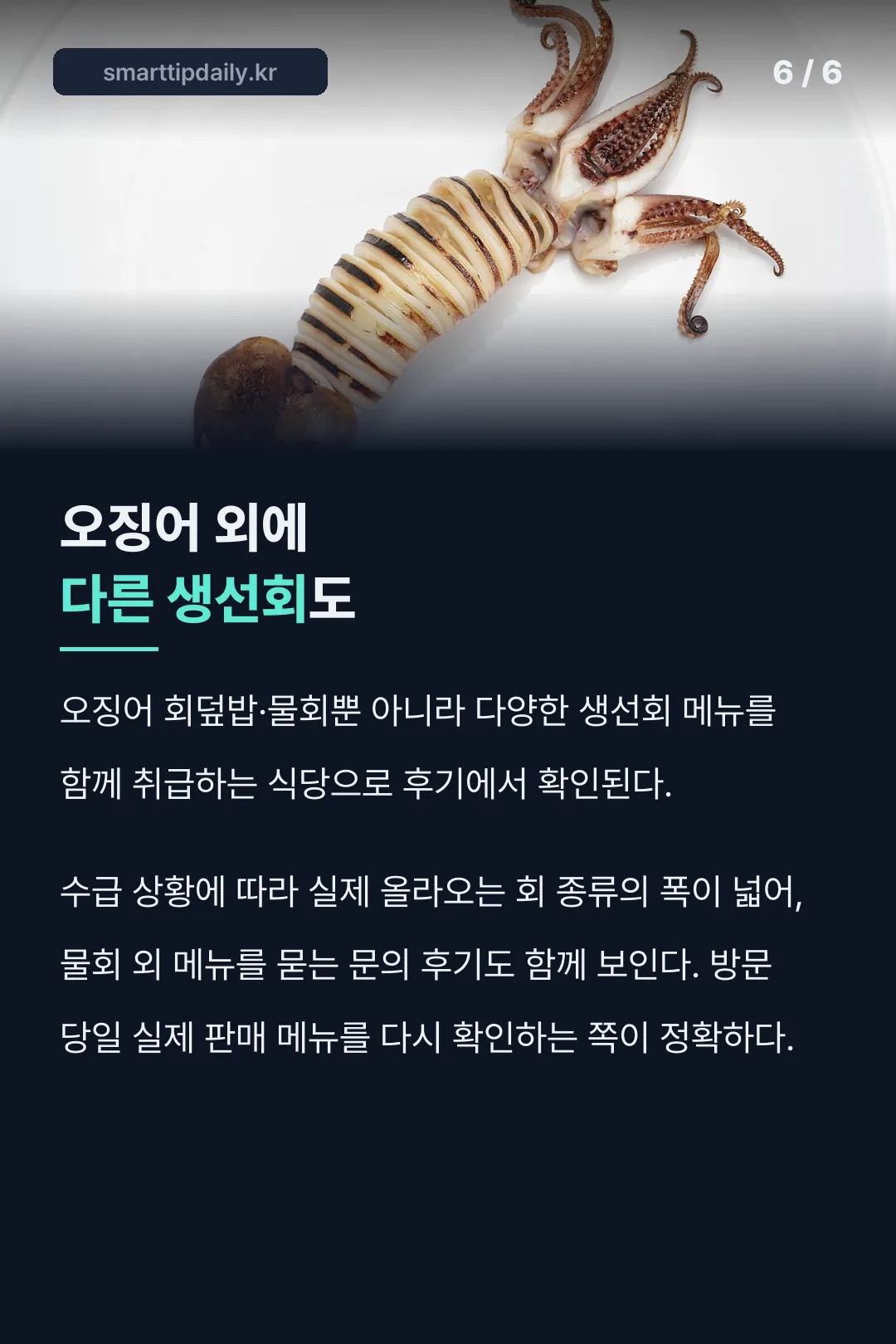 다른 생선회 메뉴 확인
